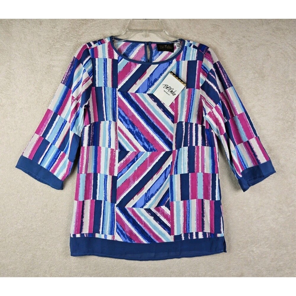 Bob Mackie Women's 3/4 Sleeve Colorful Wearable Art Top Size XXS